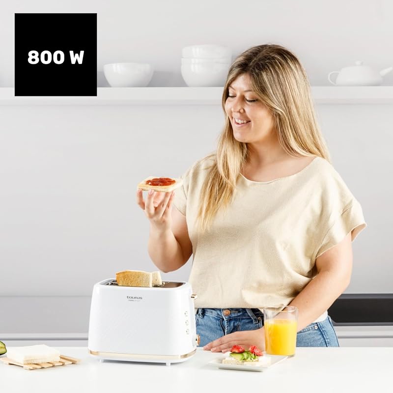 – Tostapane Fusion Crunch | 2 fessure corte | 7 livelli di tostatura |3 funzioni: Annulla, Riscalda, Scongela | Centratura automatica | Vassoio raccogli briciole | 800W