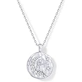 PAVOI 14K Gold Plated Engraved Hammered Oval Coin Pendant Necklace for Women | Hamsa Stars Bohemian Pendant Adjustable Chain Necklaces | Calm Inspirational Secret Phrases