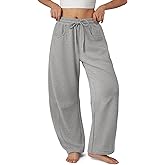ATHMILE Barrel Sweatpants Women Fall Fashion Wide Leg Pants 2026 Baggy Lounge Comfy Flowy Sweat Pants with Pockets