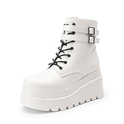 DREAM PAIRS Women Platform Combat Ankle Boots Goth