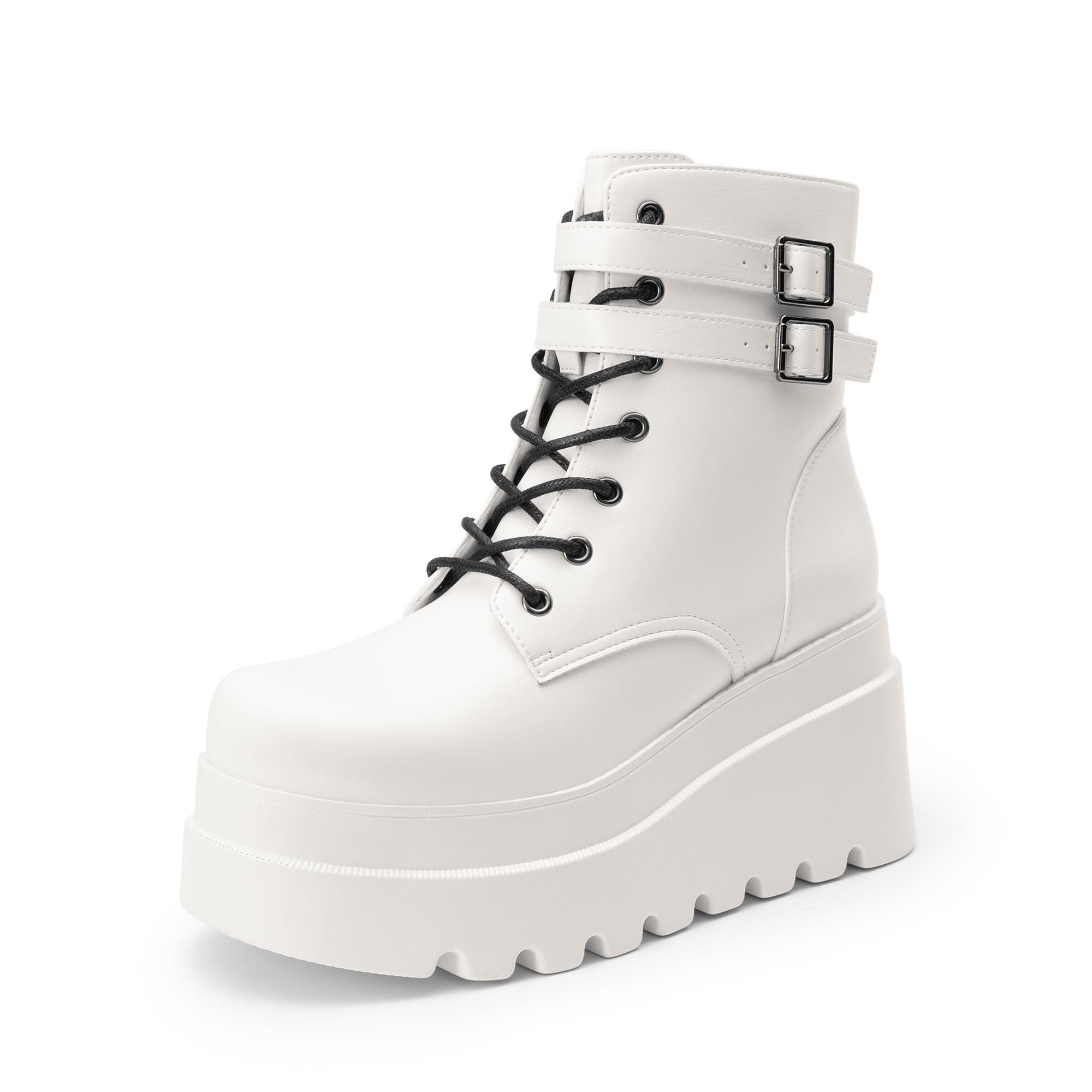 DREAM PAIRS Women Platform Combat Ankle Boots Goth