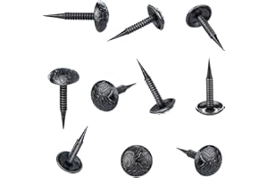 Homdire Upholstery Tacks with Small Head, 5/16 inch Vintage Furniture Tacks Nails for Upholstery, 200pcs Mini Decorative Nails with Threaded Leg, Sofa Tacks for Woods (Gray Black)
