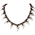 Swimmi 13! Genuine Shark Teeth Necklace for Men, Mako Shark Tooth Necklace, Handmade Wooden Beads Cords Shark Tooth Necklace for Women Jewelry AA086