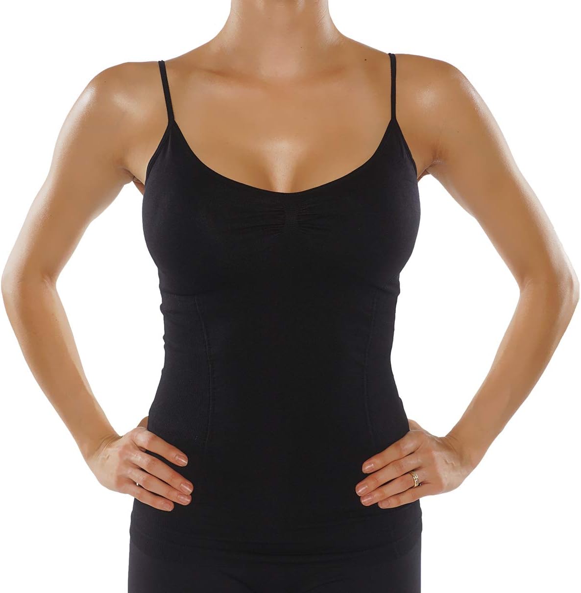 Women's CRIS Cross Strapy Camisole Slimming Control Padded and Only Style T71 Built-in Bra Cami