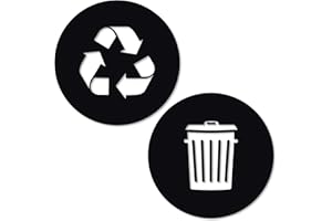 Vinyl Friend Recycle and Trash Sticker Logo Style Symbol to Organize Trash cans or Garbage containers and Bins - Contour Cut Decal Sticker (Black Glossy, Small)