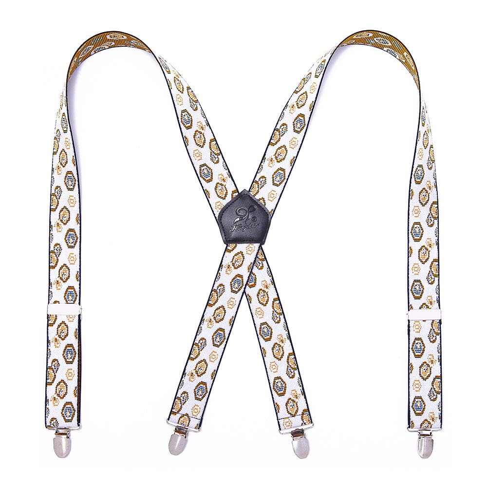 KANGDAI Men Braces Strong Metal Clips 4 X Back Durable Elastic Adjustable Suspenders Heavy Duty Mens Braces