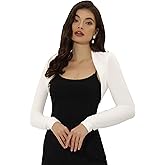 Allegra K Elegant Shrugs for Women's Long Sleeve Cotton Knit Open Front Bolero Shrug