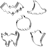 Halloween Cookie Cutters Set Large - Witch's Hat, Pumpkin, Ghost, Bat and Cat Cutter Stainless Steel