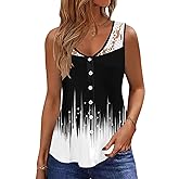 Womens Tank Tops Dressy Casual Summer Lace Sleeveless V Neck Tee Shirts Pleated Front Buttons Blouses