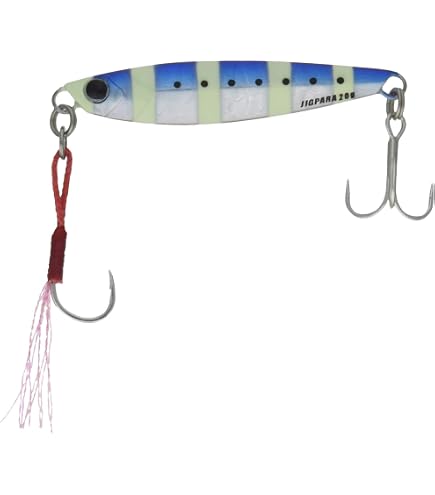 Major Craft Jigpara Short Fishing Lure Metal Jig - 1.1 Oz (30g), Green Back, With Japanese Treble Hooks - View #4