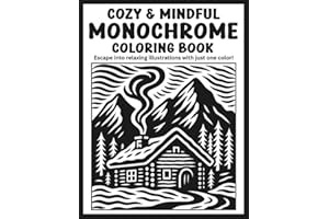 Cozy & Mindful Monochrome Coloring Book: Escape into Relaxing Illustrations with Just One Color!