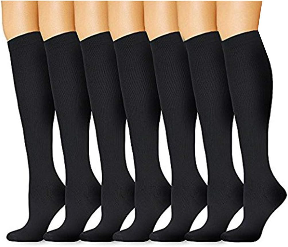 Acexy Compression Socks (7 Pairs) for Women & Men 15-20 mmHg is Best Athletic & Medical for Running Flight Travel Nurses