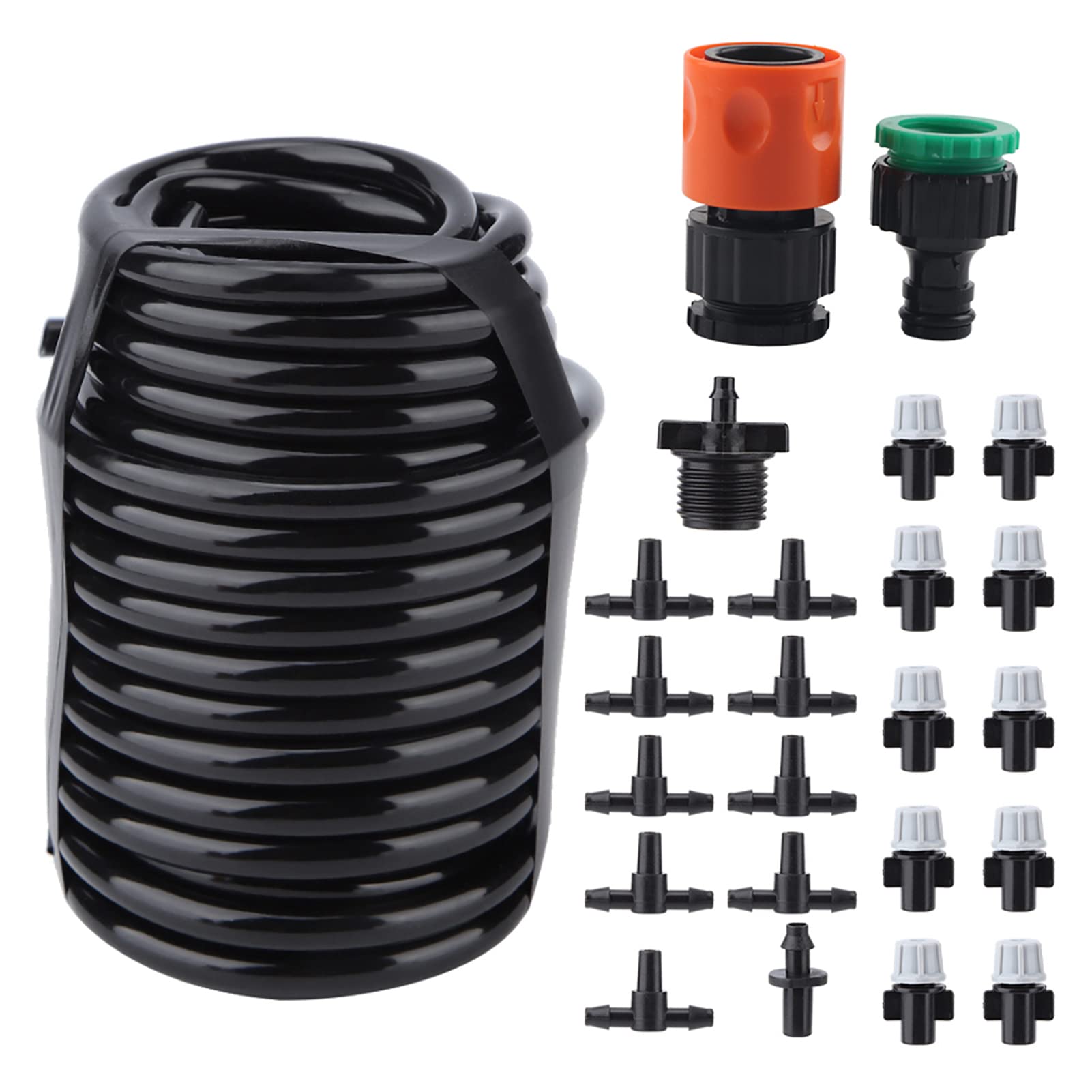 Fdit Misting System Cooling Kit Garden Water Hose Nozzle Lawn Sprinkler Pipe Irrigation Sprinkler System Kit for Garden Greenhouse Plant Watering