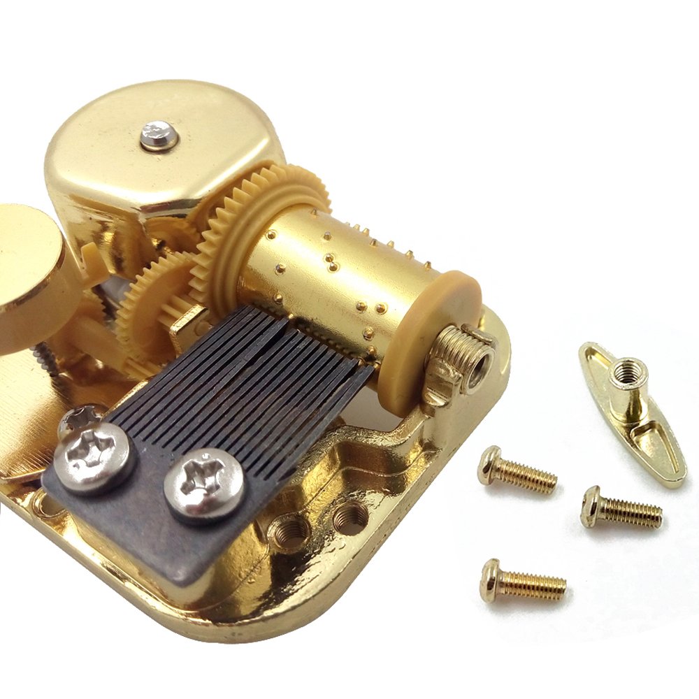 Music Box Movement 18 Note Gold Plated Wind Up Musical Mechanism for
