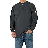 FR Shirts for Men 6oz Lightweight Stretch Work Shirt Flame Resistant Long Sleeve Henley Shirt CAT2