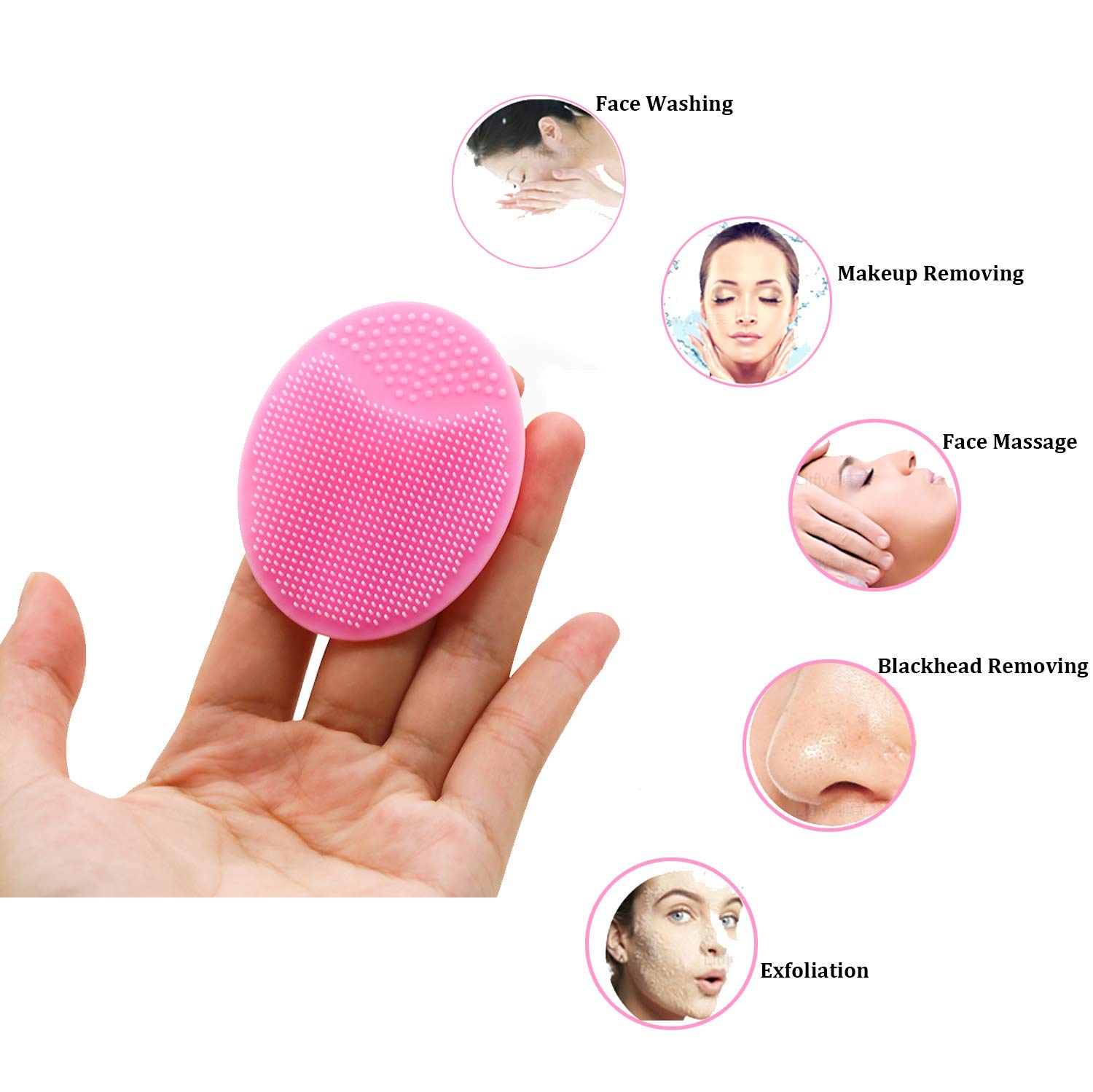 HieerBus Facial Cleansing Brush,Soft Silicone Face Scrubber,Facial Exfoliation Scrub for Massage Pore Cleansing Blackhead Removing Deep Scrubbing for All Kinds of Skins (2ed-Pink+Purple): Beauty