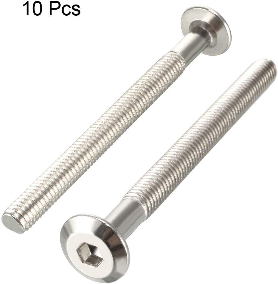 sourcing map M6x70mm Furniture Bolts Hex Socket Screws Fastener 48mm Thread Length 10pcs, Silver Tone - Image 3