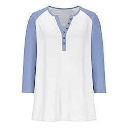 Henley Shirts for Women Y2K Contrast Color Block
