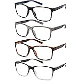 Blue Light Blocking Reading Glasses for Men 4-Pack Stylish Computer Readers with Spring Hinges,Anti Glare/Eye Strain Filter UV Ray Lightweight Reader Eyeglasses,+1.5 Magnification Strength