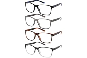 READERSOUL Blue Light Blocking Reading Glasses for Men 4-Pack Stylish Computer Readers with Spring Hinges,Anti Glare/Eye Strain Filter UV Ray Lightweight Reader Eyeglasses,+1.5 Magnification Strength