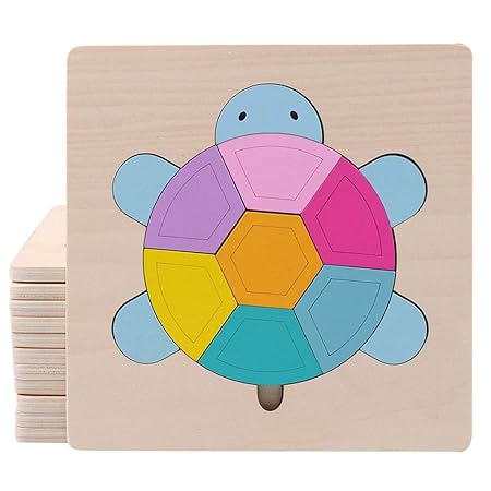 FidgetGear Cartoon Wooden Jigsaw Puzzles for Kids Toddlers Animal Puzzle Blocks Educational Toy for Boys Girls Tortoise