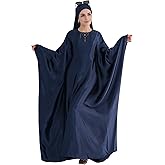 Abaya Muslim Dress Women Satin Prayer Dress Batwing Long Sleeve Middle East Arabian Robe with Hijab