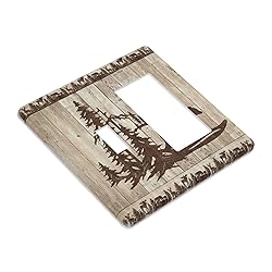 Rustic Wood Bear Forest 2 Gang Single Toggle Rocker