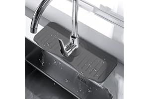 Silicone Faucet Drip Mat Raised Design Water Drainage Tray for Kitchen Sink Countertop Draining Pad for Dishware(Grey)