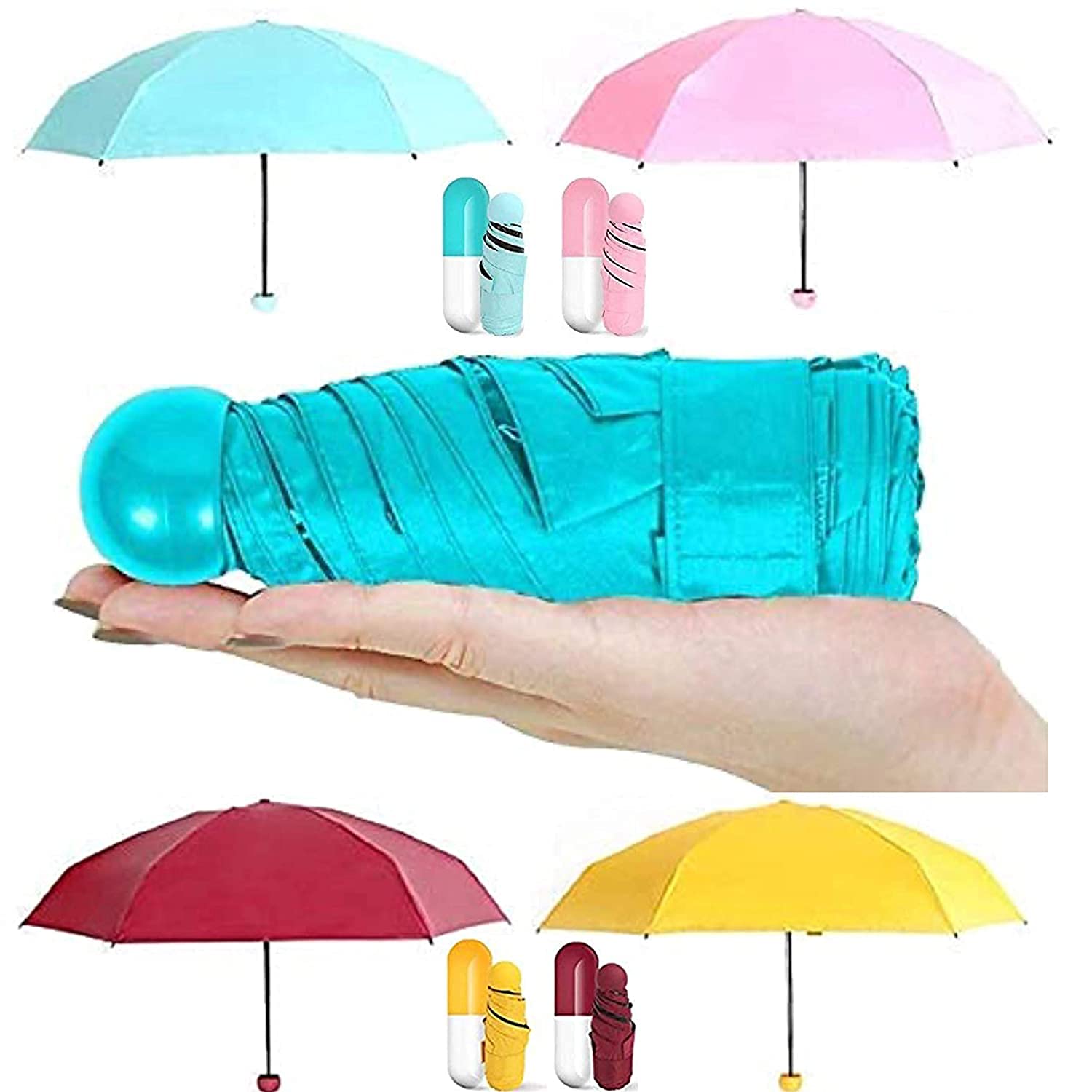 Vropsy Ultra Lights and Small Mini Umbrella with Cute Capsule Case,5