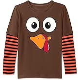BesserBay Unisex Kids Thanksgiving Funny Stripe Tee Shirts Long Sleeve Cute Patchwork Tops 2-12 Years