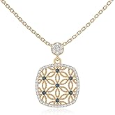 LUSTRE AND LIGHT Natural Gemstone with Moissanite Designer Square Pendant Necklaces for Women in Silver/18K Yellow/Rose Gold Vermeil,Birthstone Jewelry Gifts for Her Birthday,Anniversary,Christmas