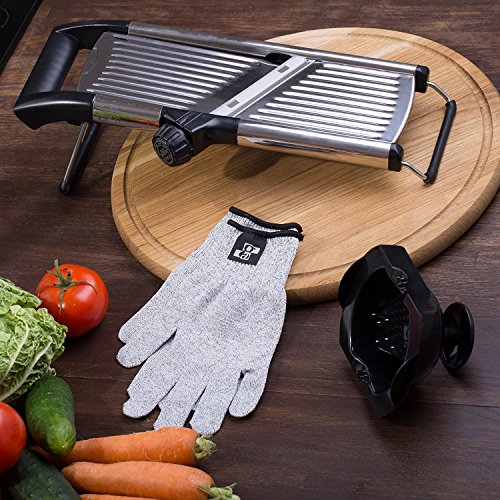 [Upgraded] Mandoline Slicer with FREE Cut-Resistant Gloves & Blade Guard – Adjustable French Fry Cutter and Vegetable Slicer, Food Slicer, Vegetable Julienne – Premium Stainless Steel Design - Thumbnail 7