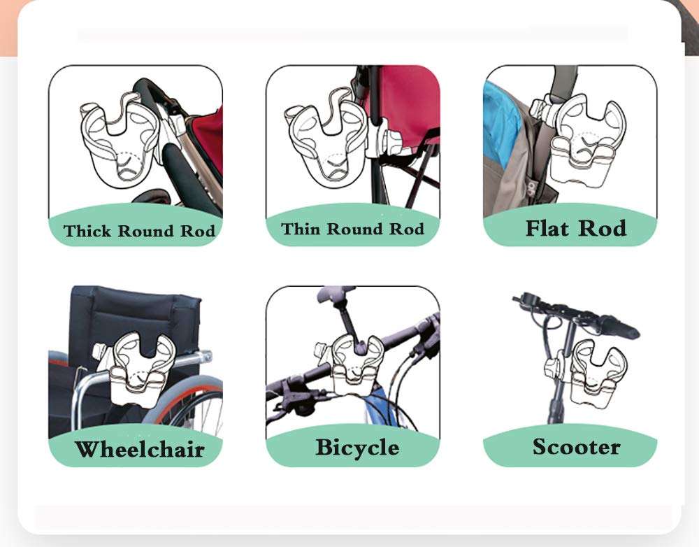 Stroller Cup Holder - 2 in 1 Universal Cup Holder,Large Caliber Designed Cup Holder with Phone Holder, 360 Degrees Rotation Bottle Rack Holder for Baby Stroller, Buggy,Pushchair,Wheelchair, Walker: Baby