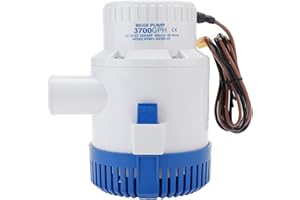 YaeMarine 3700gph 12v Boat Marine Electric Bilge Pump Plumbing Non Automatic 1-1/2" 40MM ID Hose