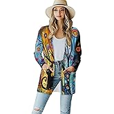 Forchrinse Rainbow Heart Long Sleeve Sweater for Women Colorful Cardigan Coat Fall Causal Open Front Cropped Cardigan,S-2XL