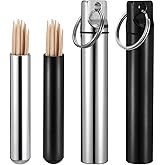 YUXIANLB 4PCS Metal Toothpick Holder Small Pills Cases For Purse Portable Dental Pick Holder Travel Pills Box Toothpick Dispenser Aluminum Alloy Pocket Toothpick Cases With Keychain For Outdoor Picnic