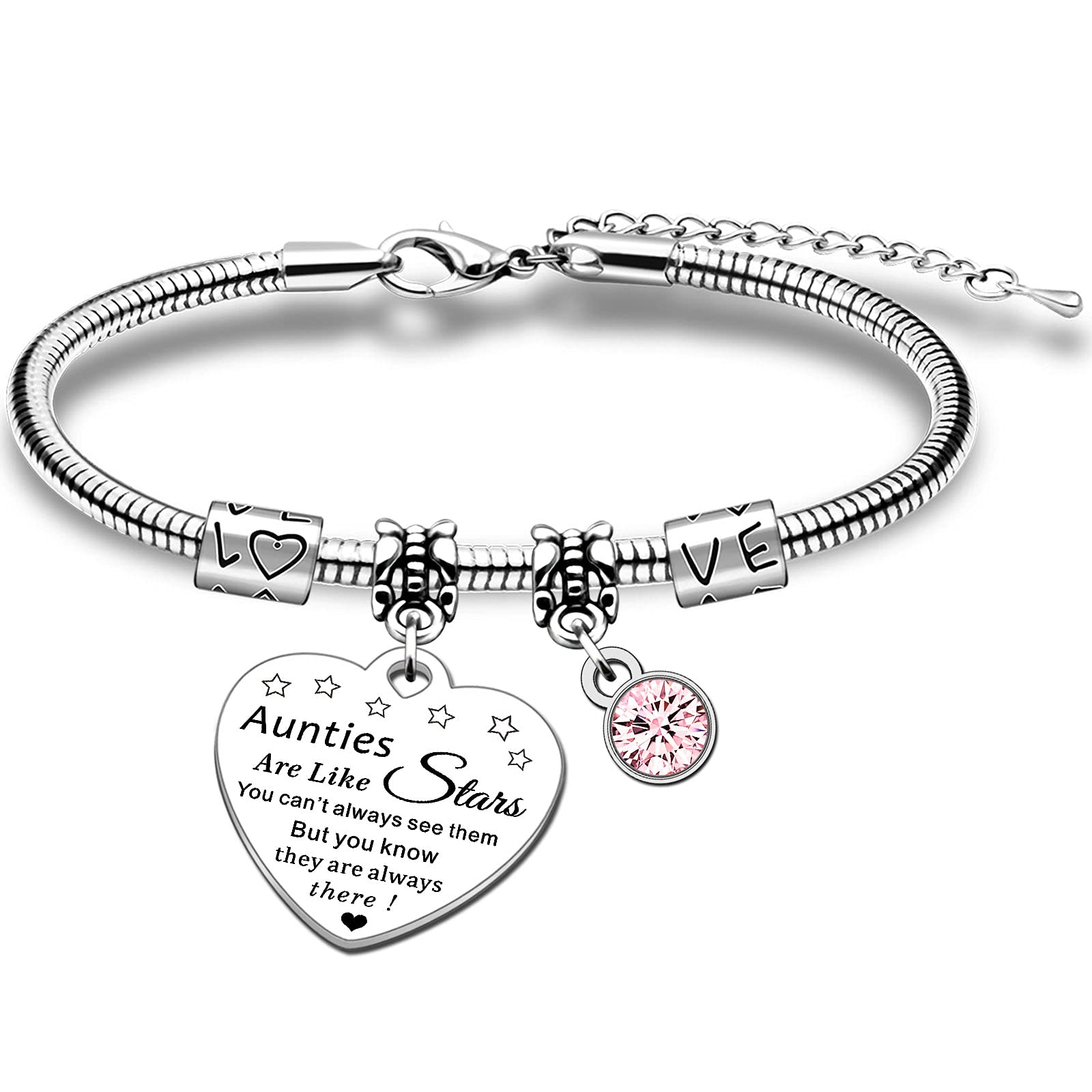 HULALA Auntie Charms Bracelet Aunt Aunty Auntie Gifts From Nephew Niece For Birthday Christmas Long Distance