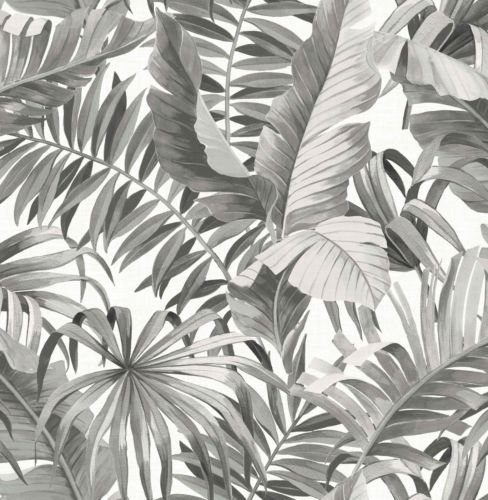 FD24134 - Solstice Tropical Leaf Grey Fine Decor Wallpaper