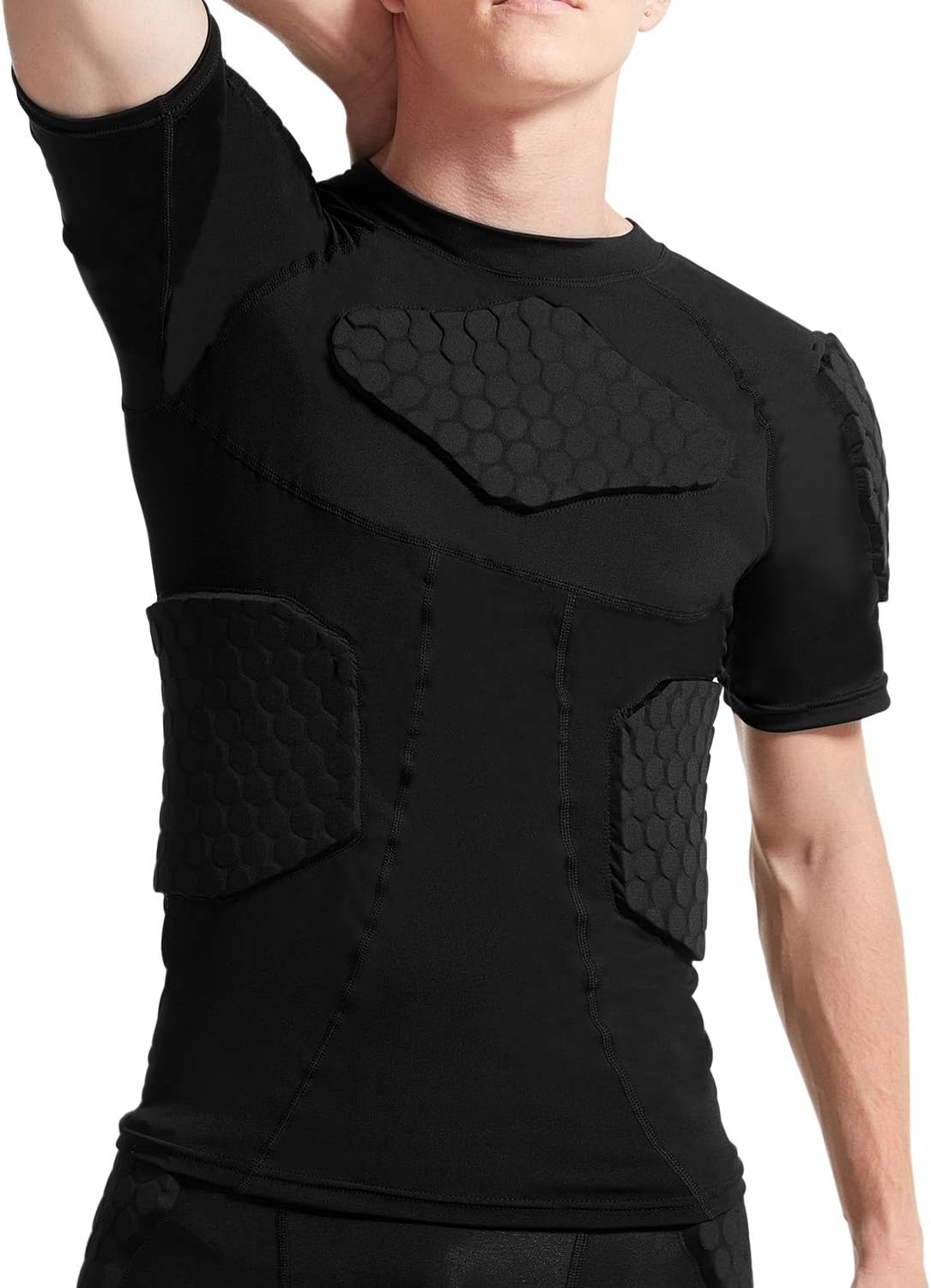 Men's Sports Shock Rash Guard Compression Padded Shirt Soccer Basketball Protective Gear Chest Rib Guards : Sports & Outdoors