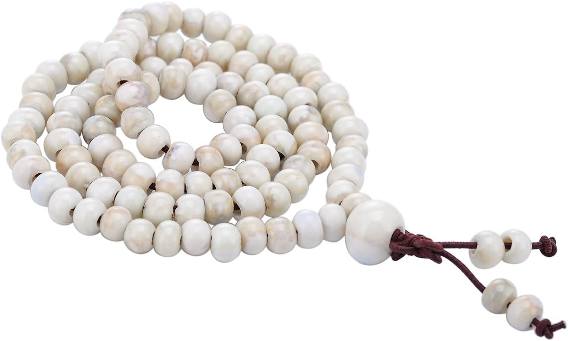 VALYRIA Ceramic Color Buddhist Prayer 108 Beads Butterfly Knot Tibetan Mala Meditation Wrap Bracelet Necklace