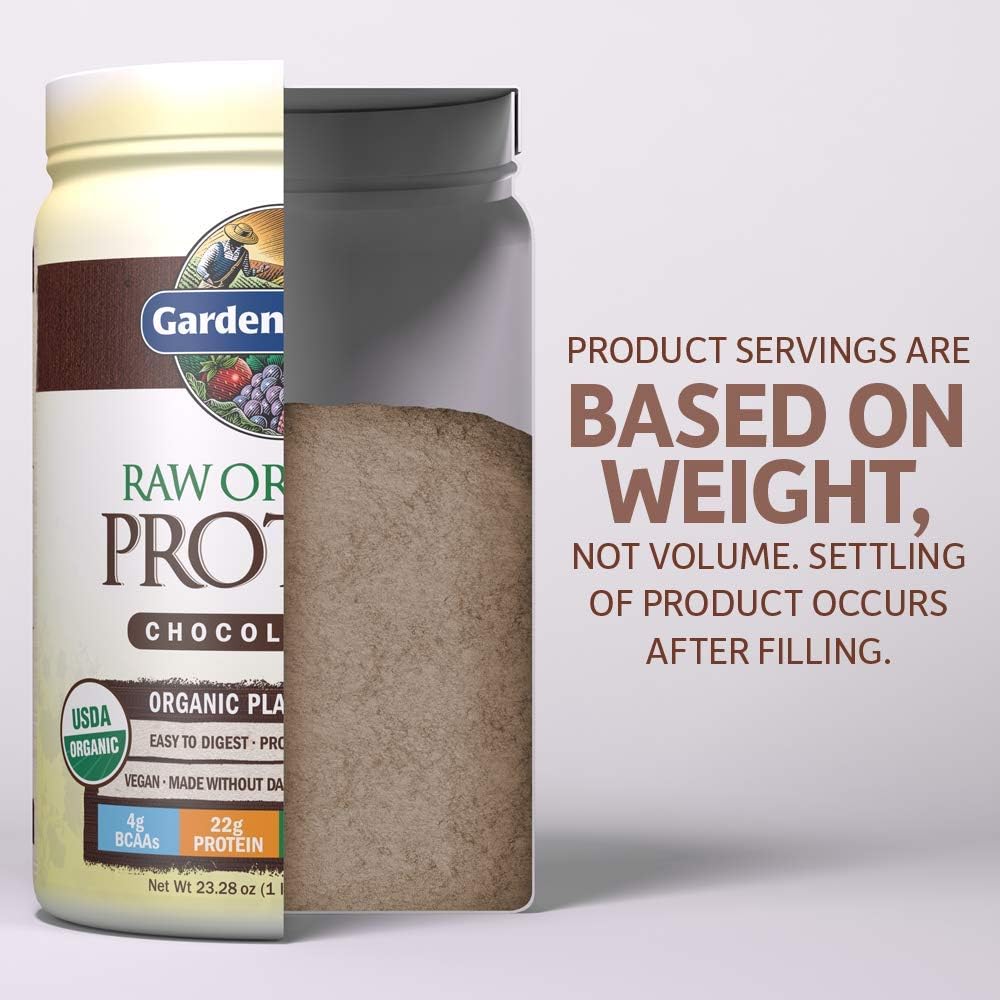 Garden of Life Raw Organic Protein Chocolate Powder, 20 Servings, Certified Vegan, Gluten Free, Organic, Non GMO, Plant Based Sugar Free Protein Shake With Probiotics & Enzymes, 4g BCAAs, 22g Protein: Health & Personal Care