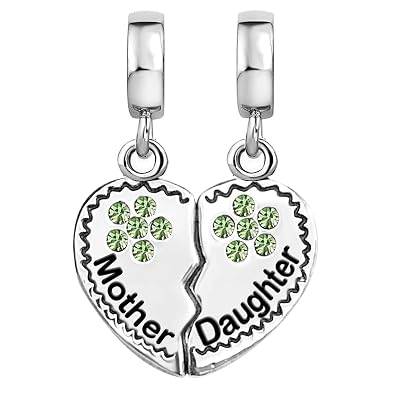 JMQJewelry Heart Charm Bracelet For Mom - Birthstone Clover Gift For Mother, Daughter, Lover - Christmas, Thanksgiving, Halloween Jewelry Present