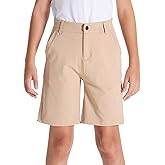 DEVOROPA Youth Boys Golf Shorts Stretch School Uniform Clothes Kids Flat Front Dress Chino Hybrid Twill Casual Shorts Pockets