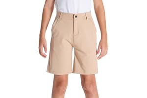 DEVOROPA Youth Boys Golf Shorts Stretch School Uniform Clothes Kids Flat Front Dress Chino Hybrid Twill Casual Shorts Pockets