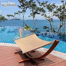 Lazy Daze Double 2 Person Caribbean Rope Hammock, Hand Woven Polyester Hammock with Spreader Bars, Extra Large Outside… 6155UV9nznS