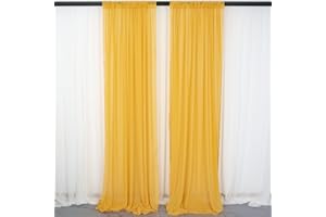 DUOBAO Chiffon Backdrop Curtain Gold Polyester Fabric Drapes for Wedding Ceremony Sheer Voile Curtains 2 Panels 29'' x 84'' P