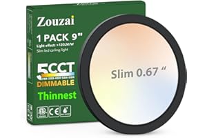 zouzai LED Flush Mount Ceiling Light, Dimmable 5CCT Selectable 2700K/3000K/4000K/5000K/6000K,9 Inch 18W Ultra Thin Round Lighting Fixture for Bedroom ETL Listed (9 Inch,Black,1 Pack)