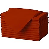 Gee Di Moda Cloth Napkins - 17 x 17 Inch Burnt Orange Dinner Napkins - Set of 12 Soft & Absorbent Washable Fabric Cloth Table Napkins with Hemmed Edges for Hotel Restaurant, Holiday Parties & Wedding