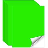 Neon Green Sticker Paper Labels for Laser & Inkjet Printer, Fluorescent Green Printable Sticker Paper- Matte, Letter Size 8.5" x 11"