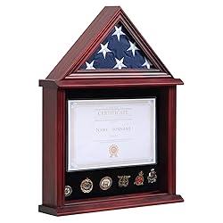 Tieeqe Solid Wood Flag Display Case Military Shadow